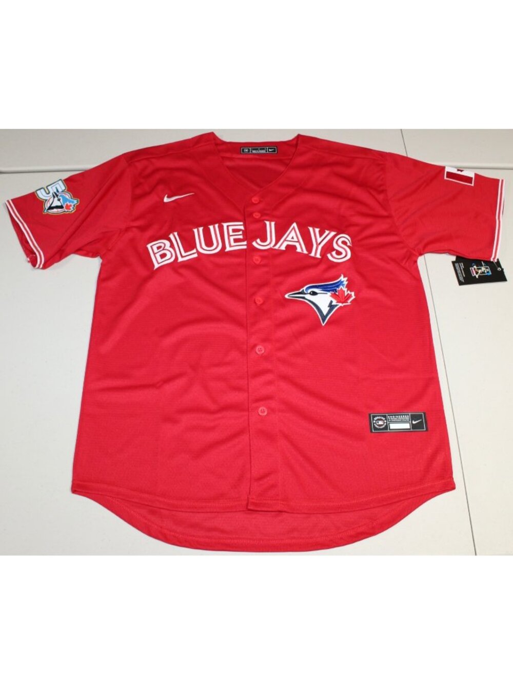 MLB Baseball Toronto Blue Jays Canada Day Sewn Blank Jersey Large 50 Anniversary